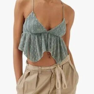 Urban Outfitters Juniors Tabatha Lace Turquoise Babydoll Cami Size XL‎